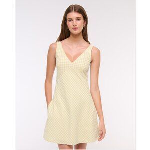 Abercrombie & Fitch V-Neck Linen-Blend Mini Dress